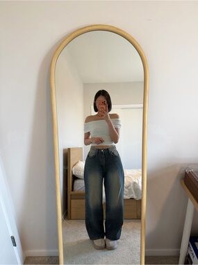 High-Rise Wide Leg Jeans in Dark Blue/Acid Wash